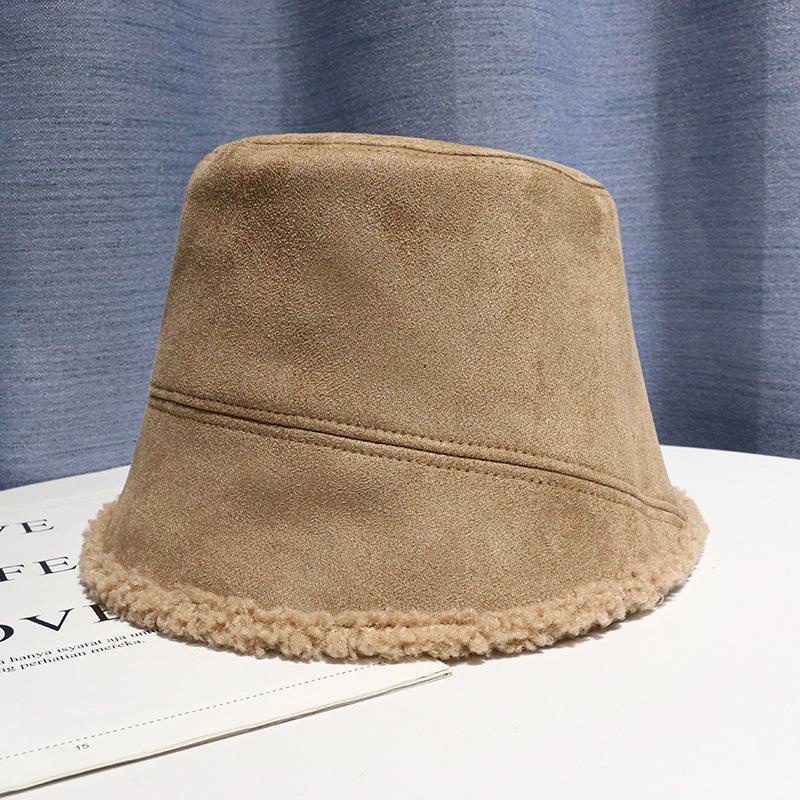 Winter Thicken Fleece Lined Women Bucket Hat Outdoor Ear Protection Warm Suede Ladies Fisherman Hat Female Casual Sunscreen Sun Cap