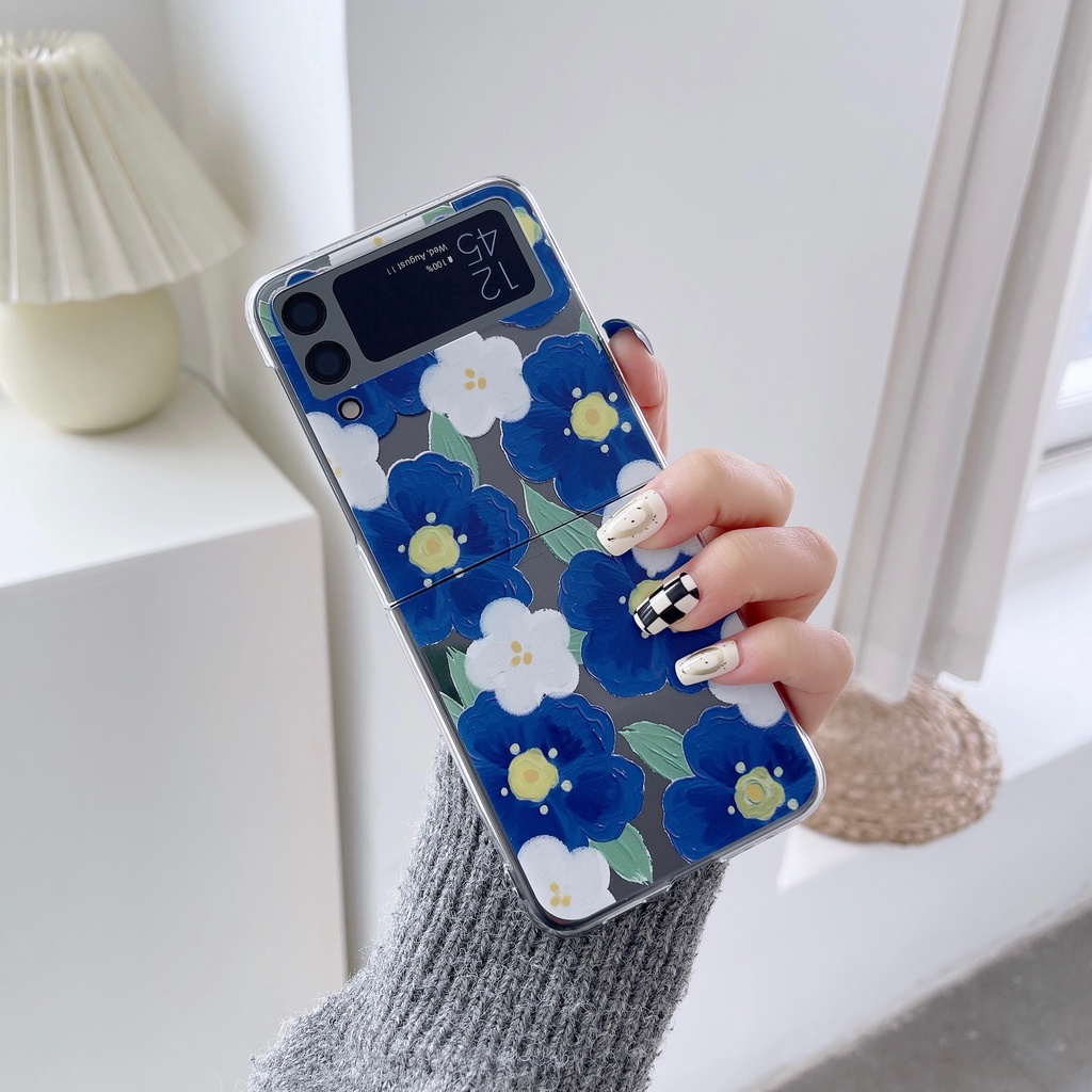 Ốp Điện Thoại PC Cứng Trong Suốt Họa Tiết Tranh Sơn Dầu Chống Sốc Cho Samsung Galaxy Z Flip 3 5G