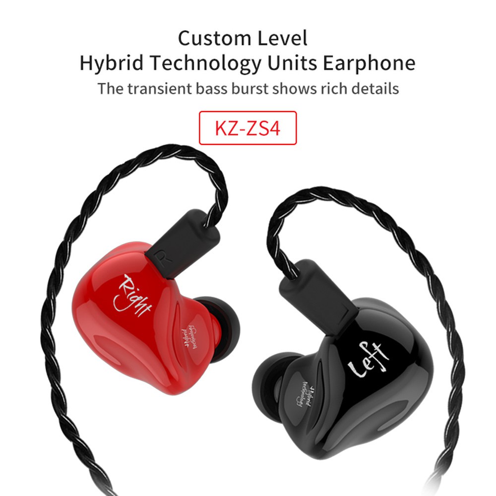 KZ ZS4 Hybrid technology Stereo In Ear Earphones Headset Armature Driver Monitor Earphone Earbuds Headset for Phones and Music