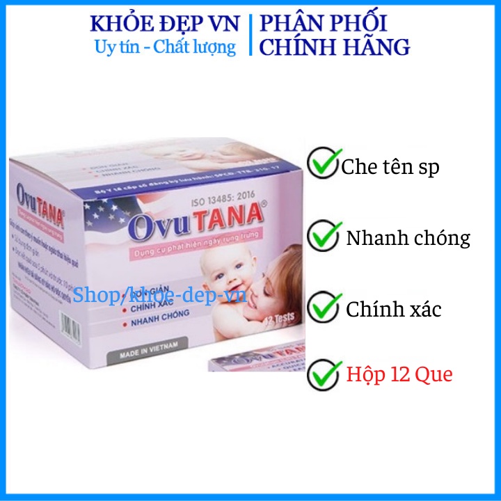 Dụng cụ phát hiện ngày rụng trứng Ovutana - Hôp 12 que - chuẩn BYT - HSD 2023