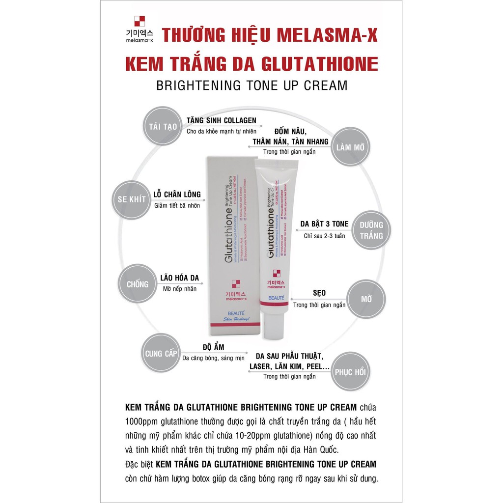 Kem Dưỡng Trắng Da Melasma-X Glutathione Brightening Tone Up 40ml  ( Hàn Quốc Chính Hãng ) GentsOfficialStore