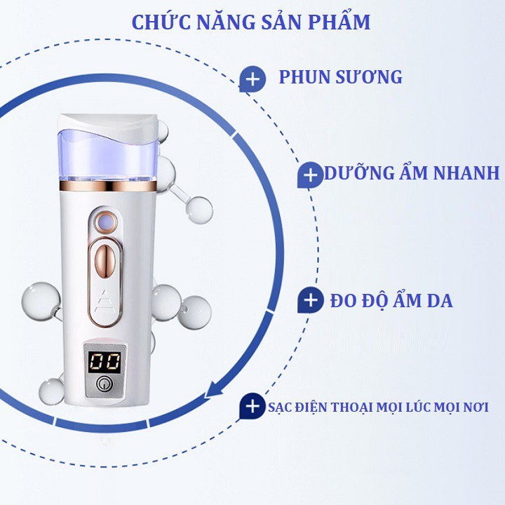 [hot] {Hot New} Máy xịt khoáng xông mặt nano mini đo độ ẩm da 2019