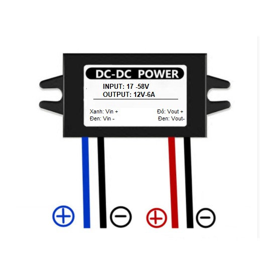Nguồn hạ áp DC 12V 6A, đầu vào 17 - 55 VDC chống nước cho ô tô, IP68