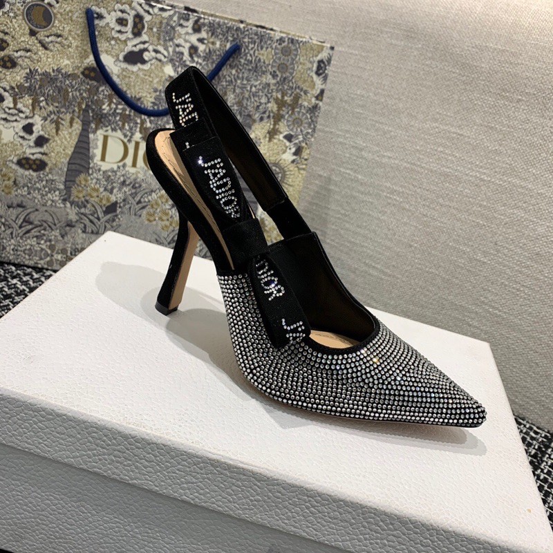Giày cao gót da thật thời trang cao cấp Dior CD 10cm thiêế kế lấp lánh siêu xinh