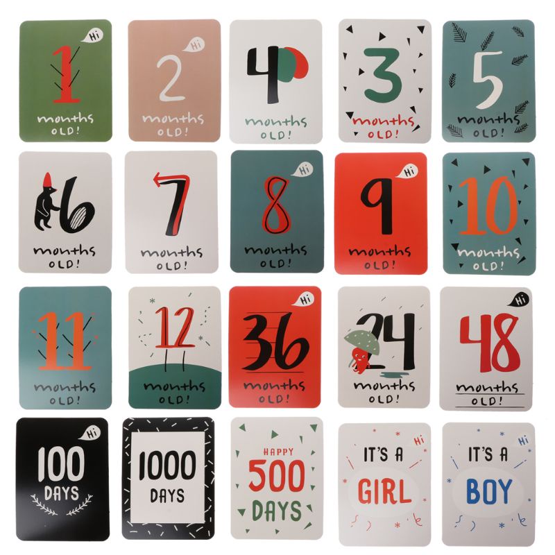 Set 20 Thẻ Hình Ảnh Vui Nhộn Dùng Làm Phụ Kiện Chụp Ảnh Cho Bé Sơ Sinh