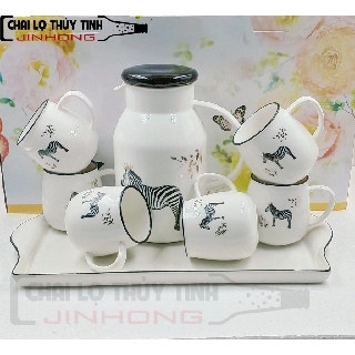 BỘ ẤM CHÉN KHAY GỐM SỨ CAO CẤP (282) L8-55 MS012