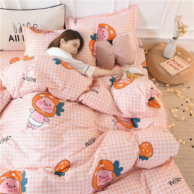 Bộ chăn ga Cotton Poly chăn ga Hàn Quốc xả kho đủ size miễn phí bo chun