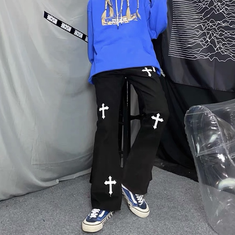 Quần jean baggy nam nữ Chrome Hearts quần jeans ống rộng unisex Kun Shop hot trend 2022