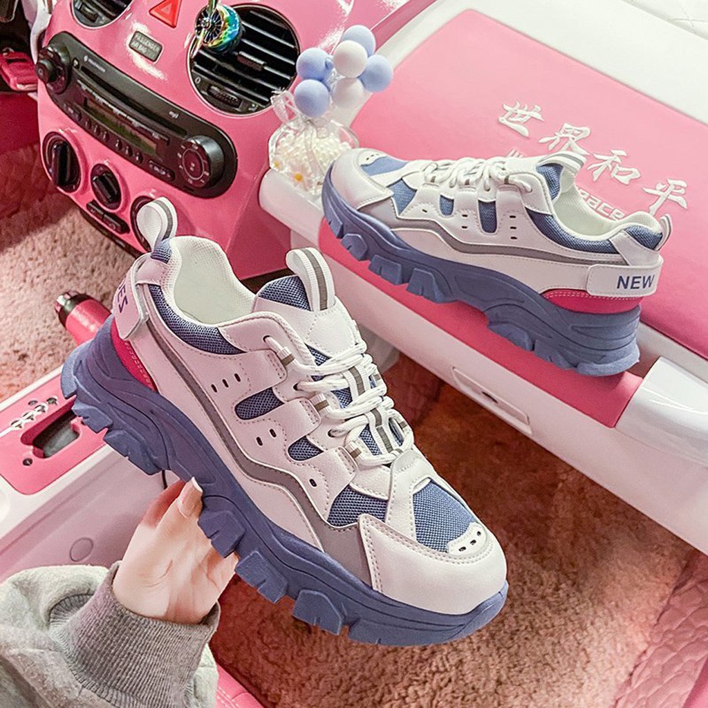 Giày Sneaker Nữ BUXINO19 Giày Thể Thao Nữ Cổ Thấp Đế Bằng 4cm Cột Dây Thời Trang Chạy Bộ Đi Học Đi Chơi Size Từ 36 - 39