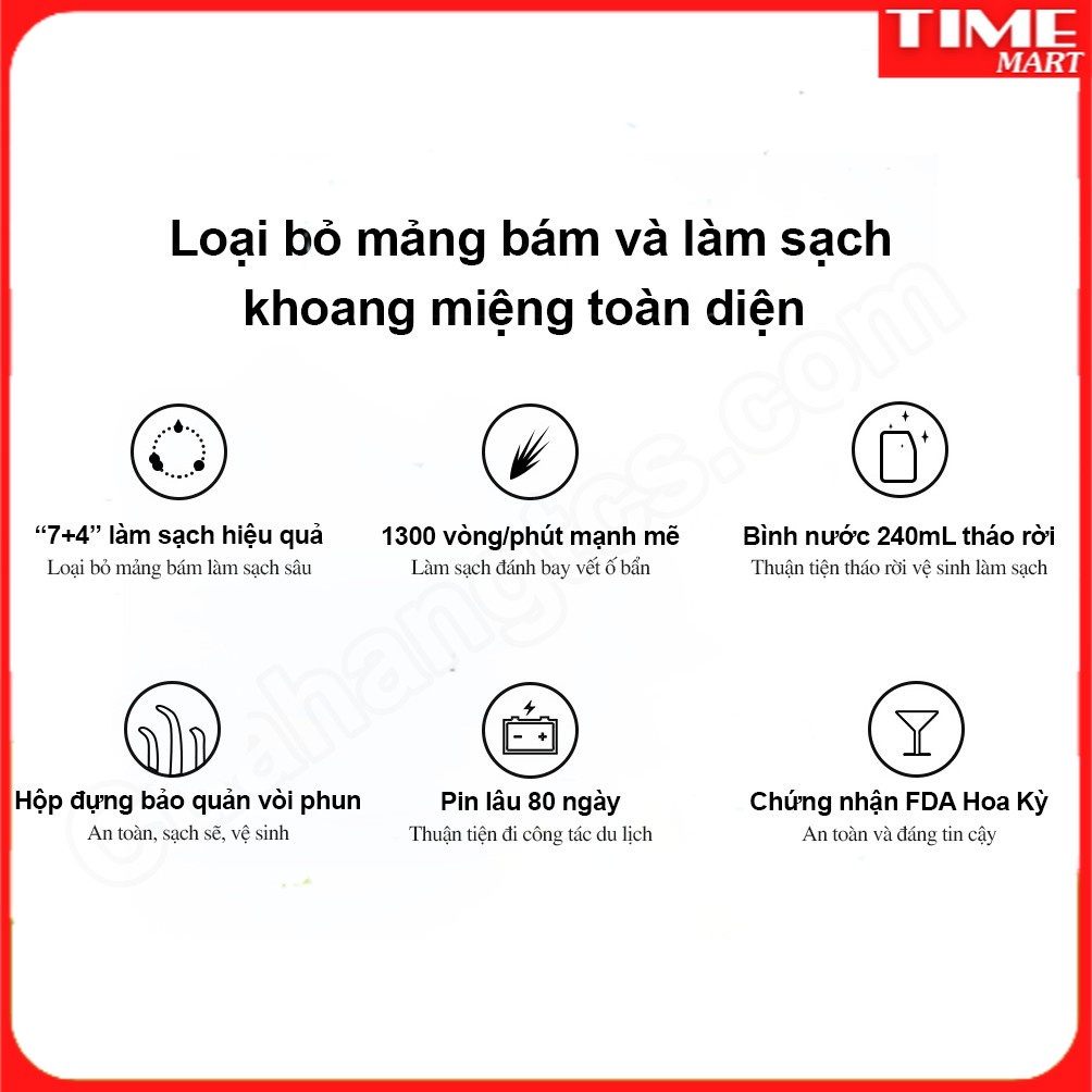 Tăm nước Xiaomi Soocas W3 Pro (4 vòi xịt) xịt vệ sinh răng miệng[TIME_MART siêu thị tiện ích gia đình]