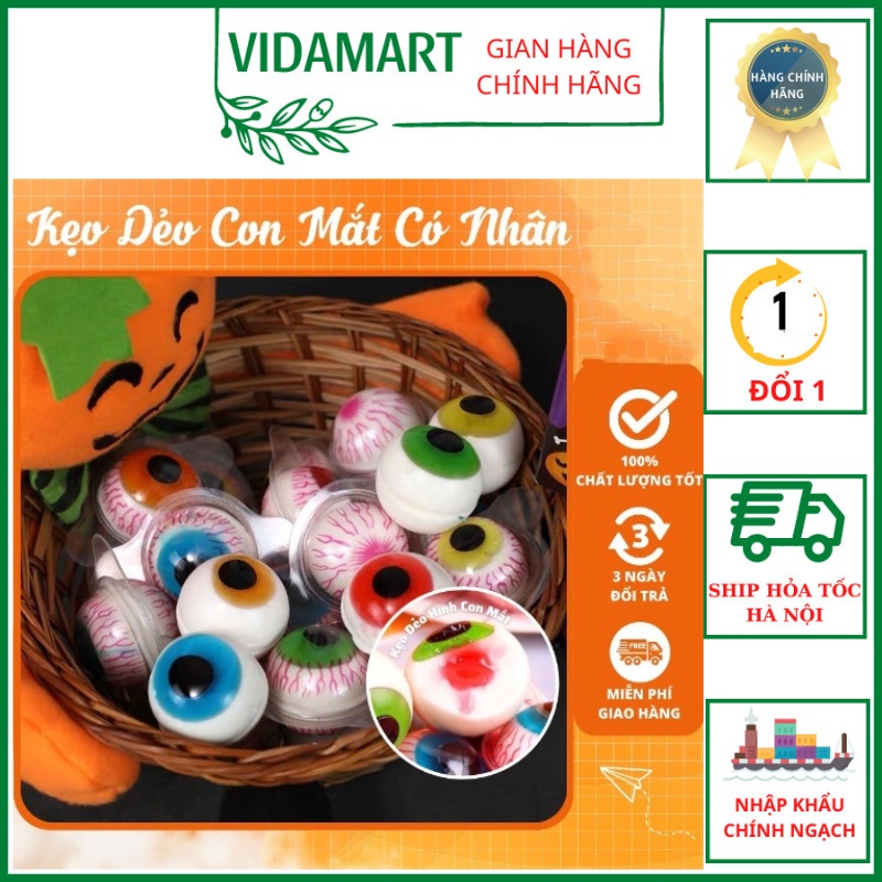 [ SIêu Ngon ] Hũ 50 Viên Kẹo Dẻo Có Nhân Siro Gummy Candy Hình Con Mắt Thái Lan (SP41232148)