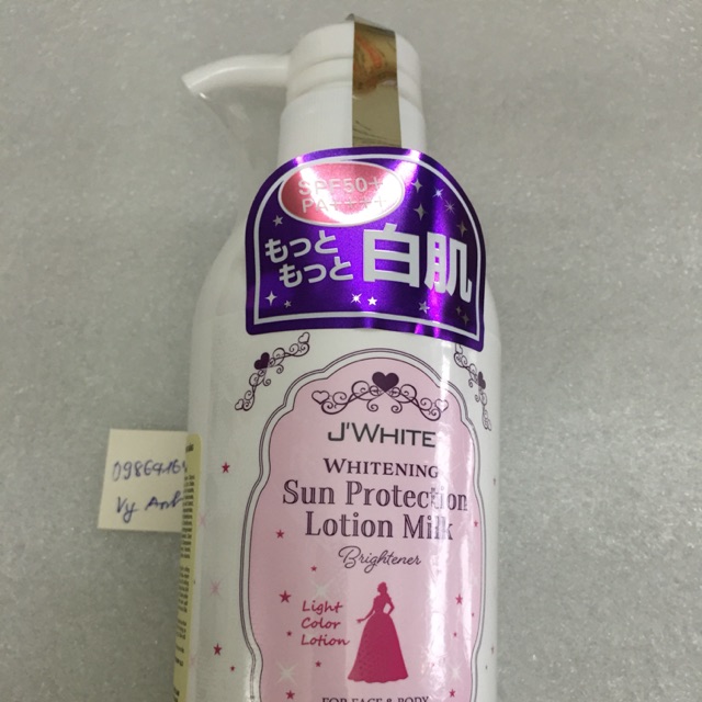 Sữa dưỡng thể trắng da chống nắng Jwhite 450ml