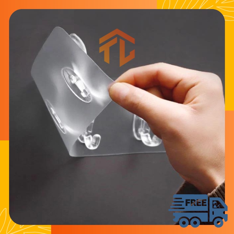 Miếng Dán 6 Móc Treo Đồ Dán Tường Mã ZB0537 Siêu Dính Chịu Lực Đa Năng Trong Suốt