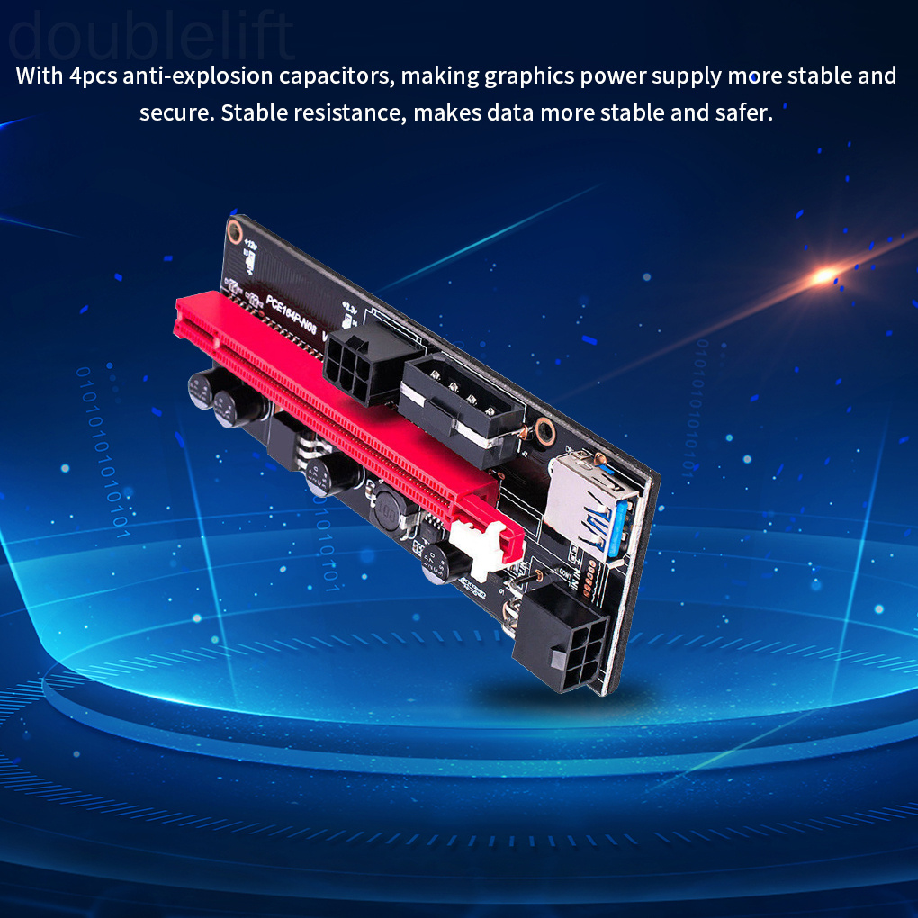 PCI-E Riser Board 1X to 16X GPU Extender Riser Card PCI-E USB 3.0 GPU Adapter with 6pin Interface doublelift store