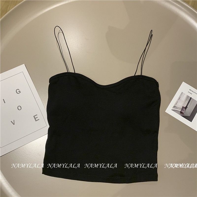 Áo 2 dây Sợi Bún Dáng Croptop NAMYLALA Cotton Mịn Có Mút Mát Mẻ Sexy 2S01
