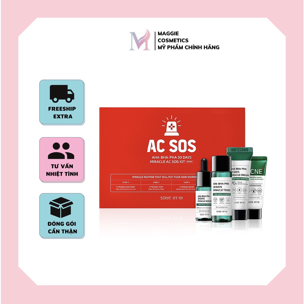 Bộ Kit 4 sản phẩm dưỡng da  Some By Mi AHA - BHA - PHA 30 Days Miracle AC SOS Kit