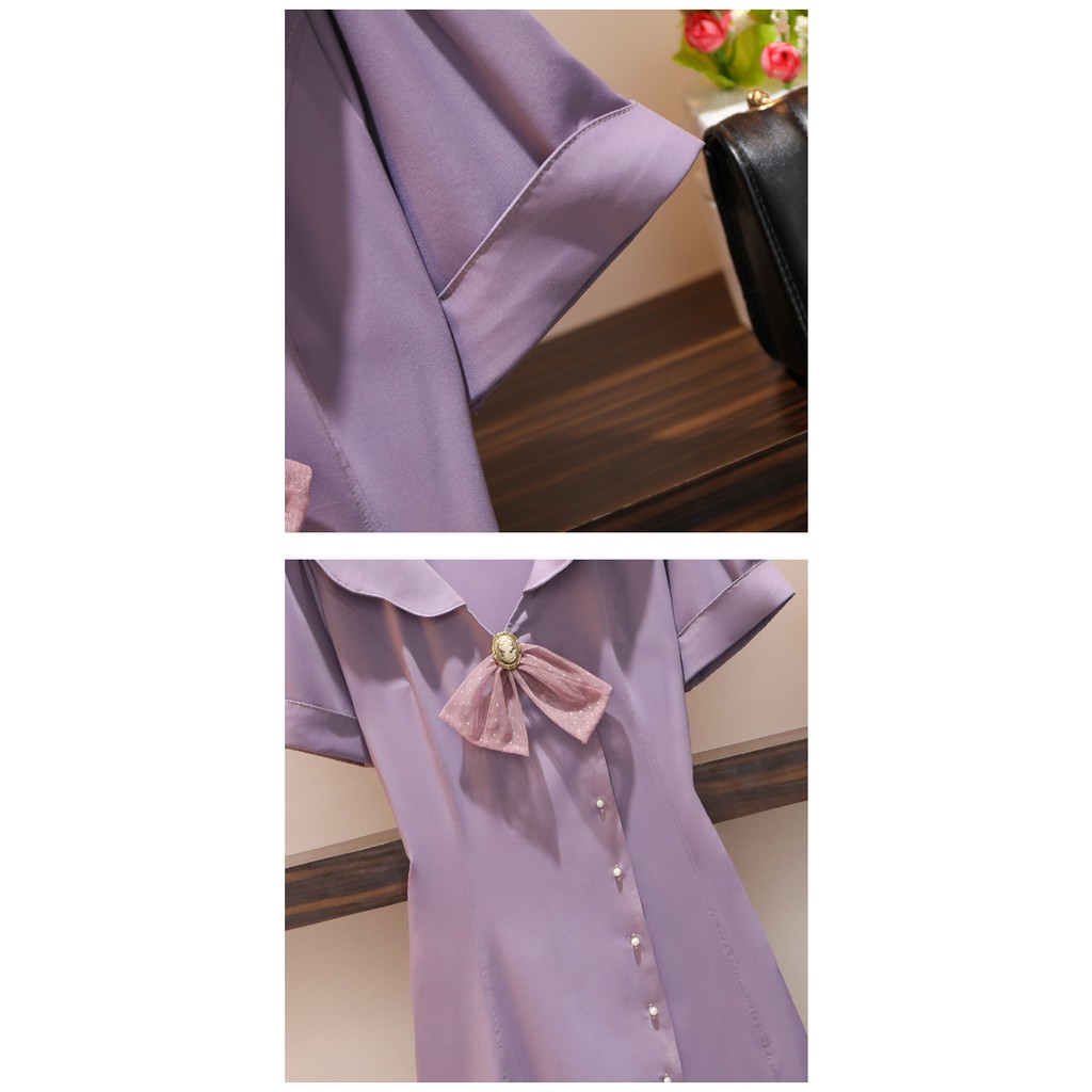 🌸Hàng Order🌸 Váy Tím Bigsize Đính Nơ Thắt Eo Cúc Ngọc Tiểu Thư Dịu Dàng 🌸Hàng Quảng Châu | BigBuy360 - bigbuy360.vn