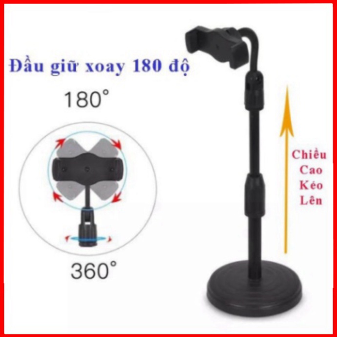 Giá Đỡ Điện Thoại - Kệ Cài Điện Thoại livestream xem video Ổn Định Xoay 360 Độ dùng để Quay Phim Ghi Hình Đa Dụng