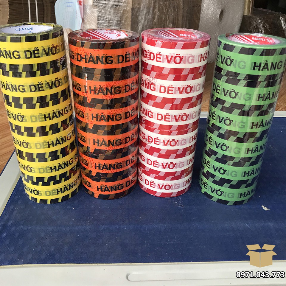 6 Cuộn Băng Keo In Chữ HÀNG DỄ VỠ - Dán Thùng Niêm Phong Giá Rẽ Loại 100yard, nặng 1,2kg, lõi 3 ly