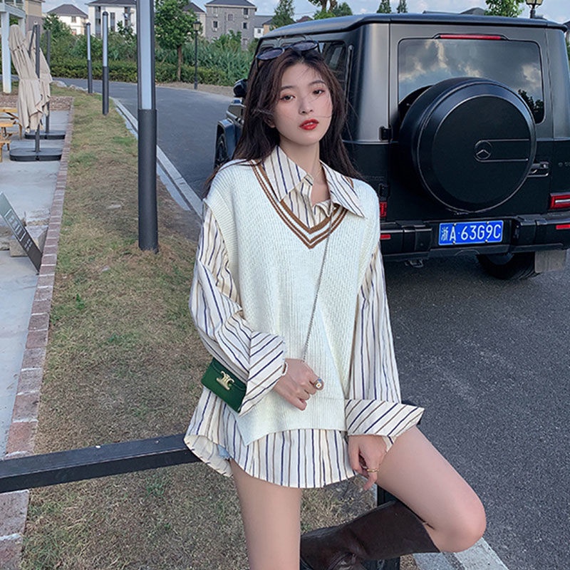 QKOOLE Áo sát nách dệt kim  cổ chữ V phong cách Hàn Quốc thời trang trẻ trung dành cho nữ