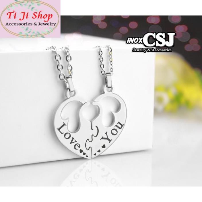 DÂY CHUYỀN INOX CẶP ĐÔI TRÁI TIM GHÉP LOVE YOU MC259 - siêu đẹp chuẩn thời trang