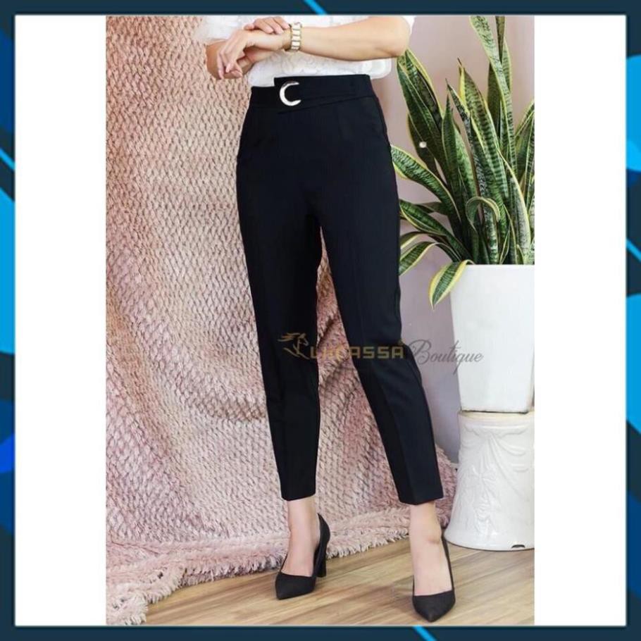 Quần Baggy Nữ Cạp Cao Cúc Lệch Form Đẹp Từng Đường Kim Mũi Chỉ thời trang Banamo Fashion baggy khuyên tròn nút 8320