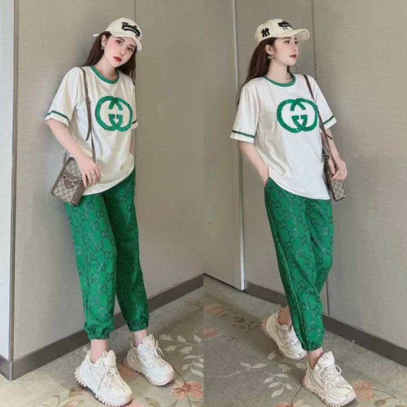 Bộ đồ nữ form rộng thêu logo sang trọng bao chất