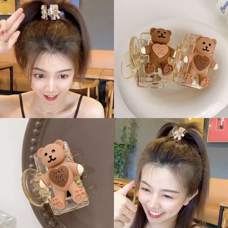 Kẹp bấu tóc càng cua hình gấu dễ thương 2 màu TIM STORE phong cách hàn quốc