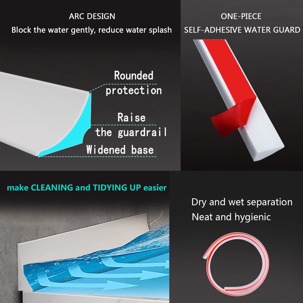 PNL Dải Chặn Nước Bằng Silicone Tự Dính Chống Trượt Có Thể Uốn Cong Cho Nhà Tắm