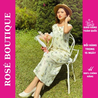 Đầm linen dáng dài thanh lịch sang trọng rosé boutique n020