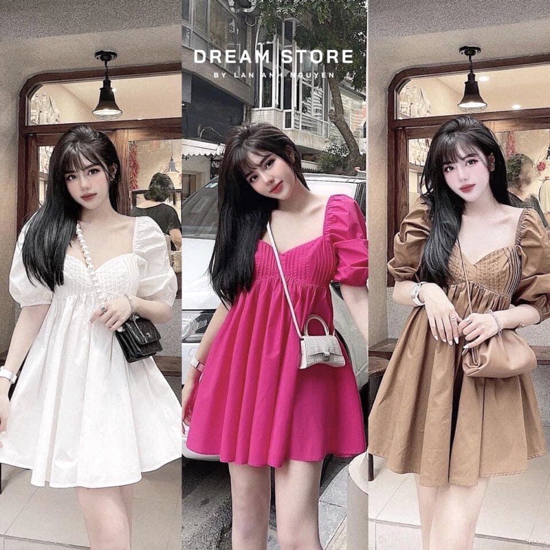 [Mã FATHANG5 giảm 10K đơn 50K] Váy bbdoll thiết kế cổ vuông tay bồng hàng đẹp chất mềm⚡️3 màu