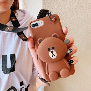Ốp Điện Thoại Gấu Ví Cho Iphone 6/6s, 6/6sPlus, 7/8, 7/8Plus, X/Xs, XsMaX ( Tặng Kèm Dây Đeo)
