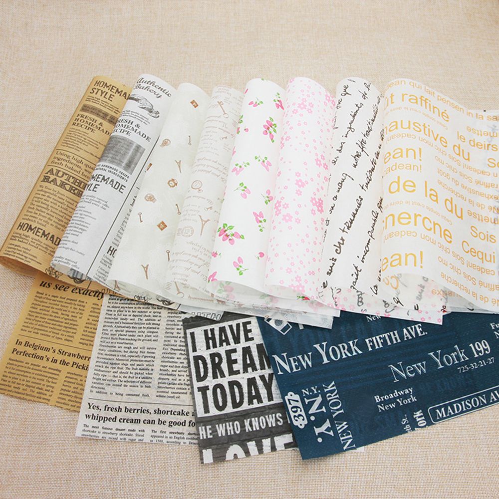 Set 50 giấy sáp chống dầu chống thấm nước dùng để gói bánh mì / bánh sandwich tiện lợi