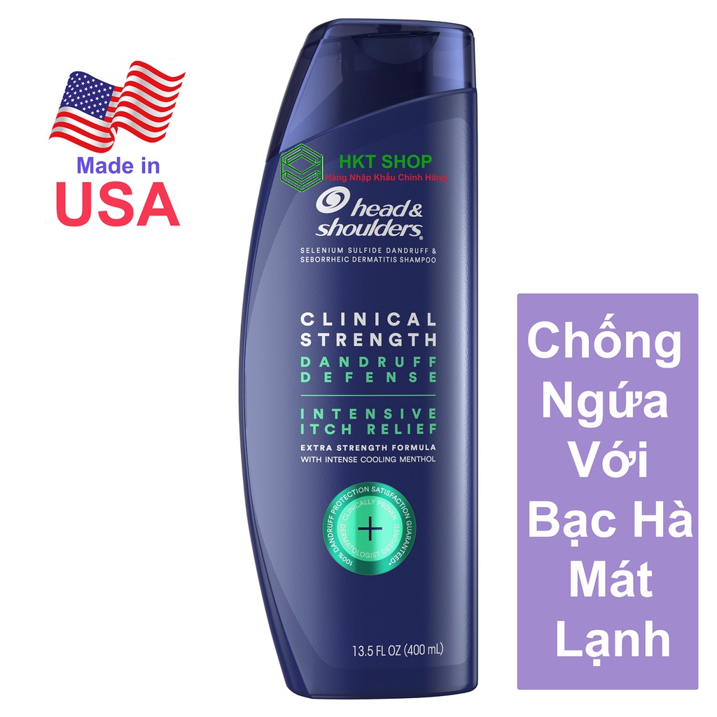 [USA] Dầu gội Head &amp; Shoulders Clinical Strength 2in1 hương Bạc Hà 400ml - HKT Shop