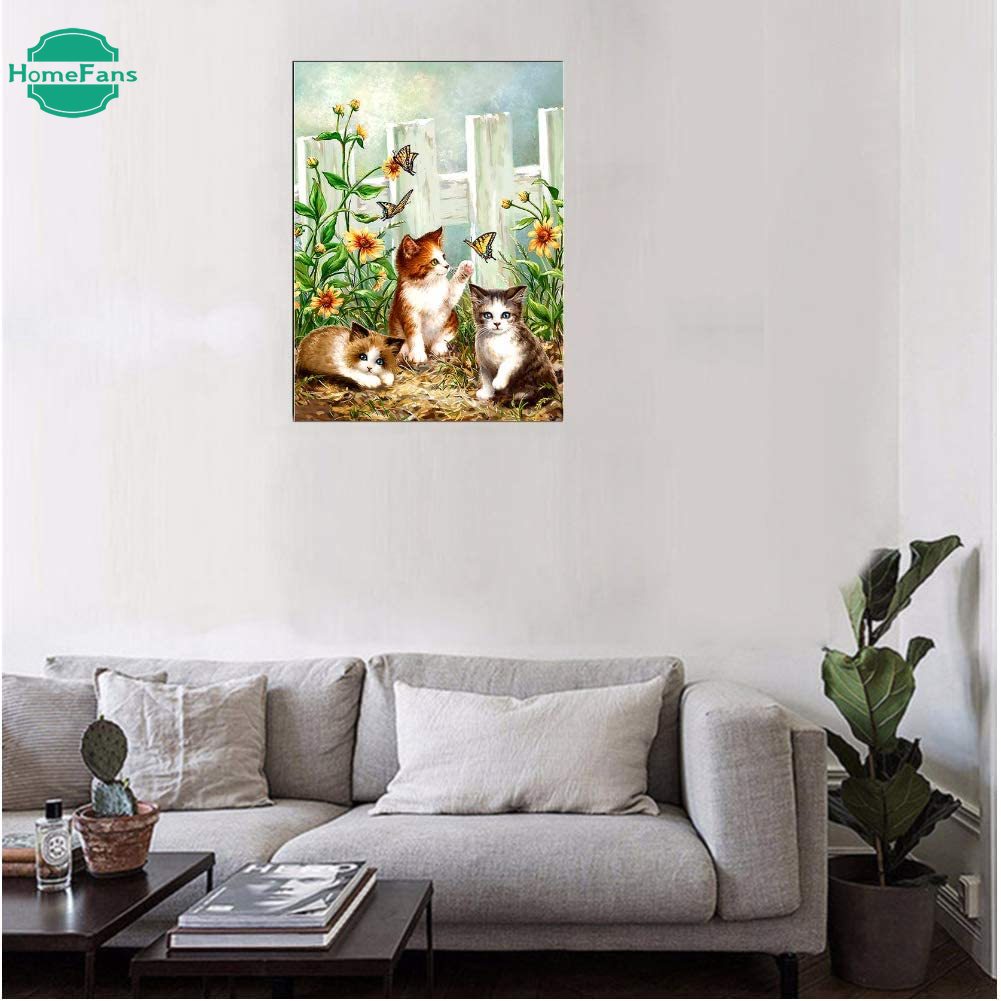 Tranh đính đá 5D tự làm hình mèo con đáng yêu 30x40
