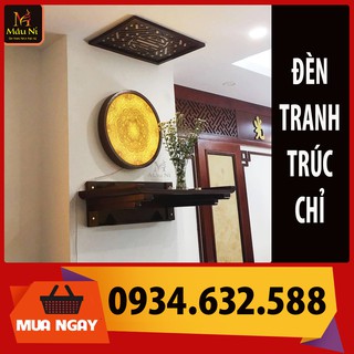 TRANH TRÚC CHỈ giấy được làm từ tre, làm thủ công, đặt sau  tủ thờ, bàn thờ chung cư, [ đèn điện ]