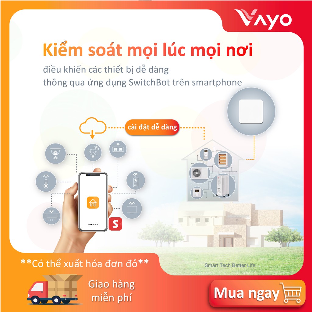 Bộ điều khiển trung tâm thông minh SwitchBot Hub Mini Điều khiển hồng ngoại điều hòa, TV, quạt... liên kết Googlehome