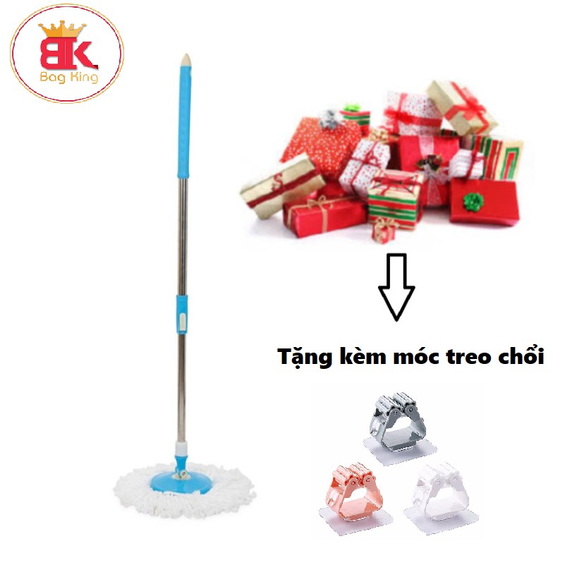 Cây lau nhà rời 360 độ Hàng Việt Nam cao cấp khóa chốt - Tặng Móc treo chổi