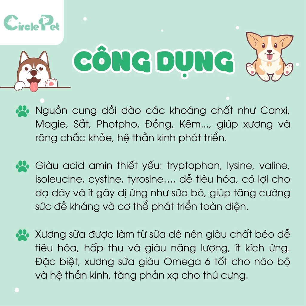Snack Sữa Dê Cho Chó Goat's Milk Formula Bánh Thưởng Bổ Sung Canxi Phát Triển Xương Gói 500g - Circle Pet