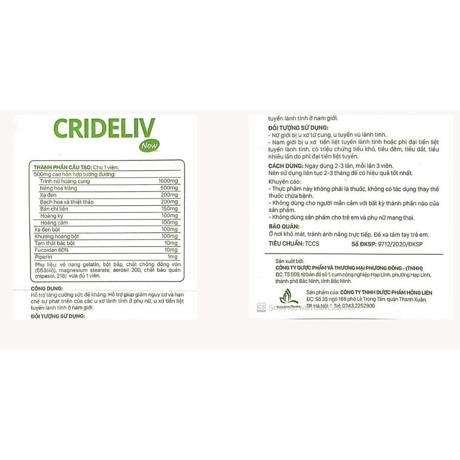 Viên uống crideliv new chứa các thảo dược quý giúp hạn chế sự phát triển - ảnh sản phẩm 5