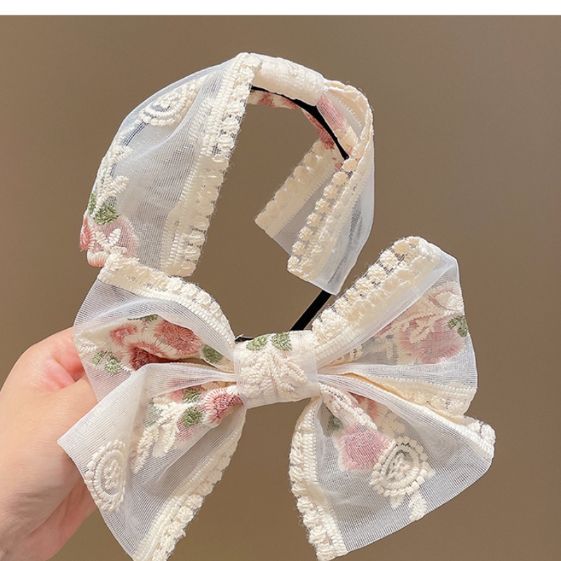 Kẹp Tóc Nơ Ren Thêu Họa Tiết Thời Trang Cho Nữ