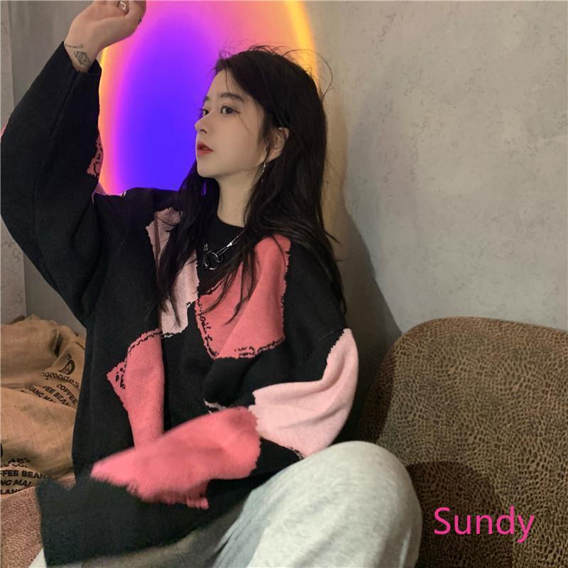 Áo Sweater Tay Dài Dáng Rộng Kiểu Hàn Quốc Thời Trang Mùa Đông Cho Nữ