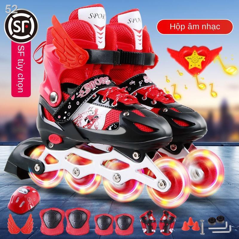giày trượt patin trẻ em trọn bộ cho bé trai và gái nội tuyến có thể điều chỉnh đèn Flash 3-4-5-6-10 tuổiX
