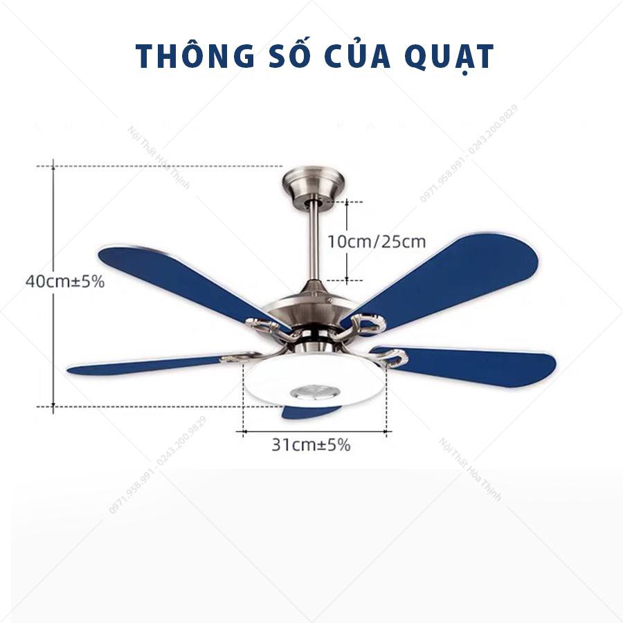 (Bảo hành 5 năm) Quạt trần đèn cánh xanh Classic Blue,lắp đặt phòng ngủ phòng khách mẫu mới nhất