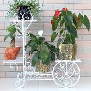 Kệ hoa khung sắt 4 tầng hình bánh xe