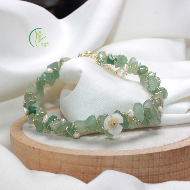 Vòng tay ngọc bích pha lê nhân tạo màu xanh lá thiết kế thu hút thích hợp làm quà cho nữ