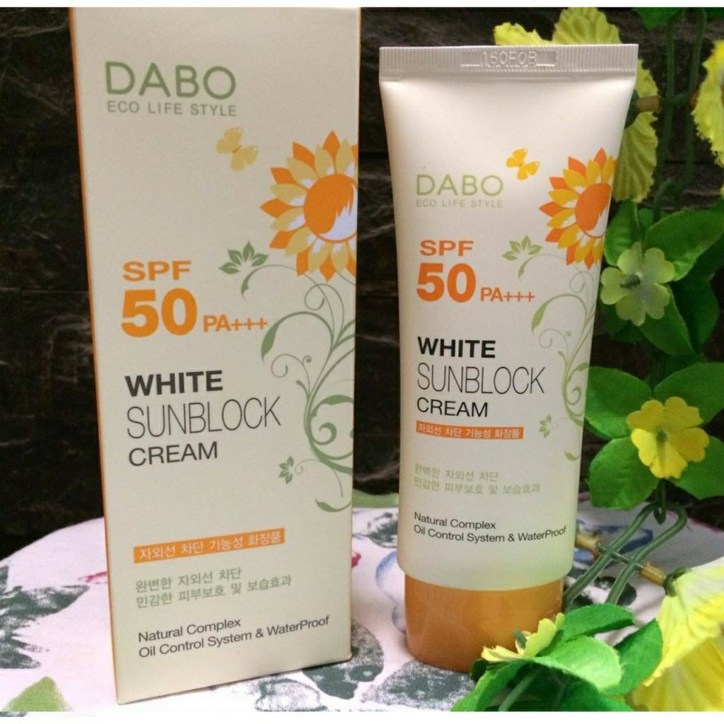 Kem Chống Nắng Dabo,Hoa Cúc -Trắng Da- Sạch Nhờn Hàn Quốc Dabo White Sunblock Cream SPF 50 PA+++70ml [Hàng Chính Hãng]