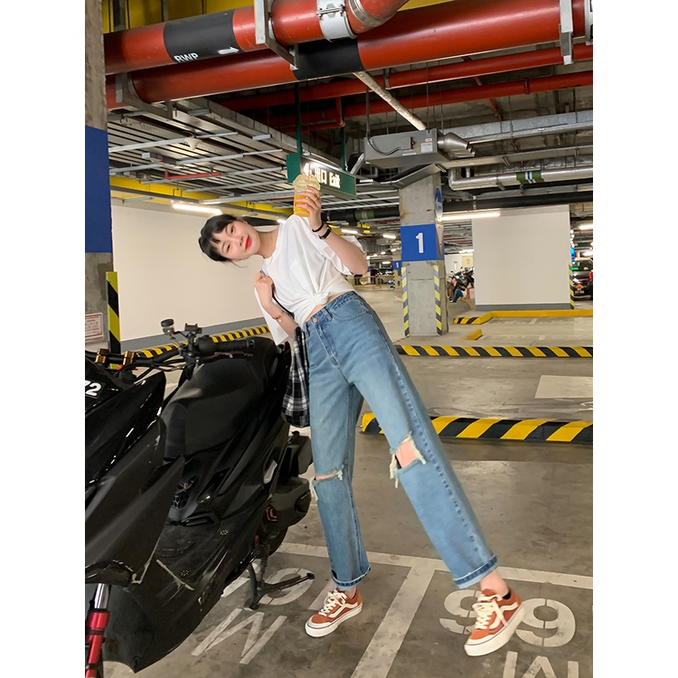 Quần jean nữ SUXI ống đứng cạp cao thời trang mùa hè