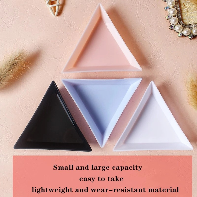 Khay Đựng Trang Sức / Phụ Kiện Trang Trí Móng Tay Hình Tam Giác Bằng Nhựa Chống Mài Mòn Dễ Sử Dụng DIY
