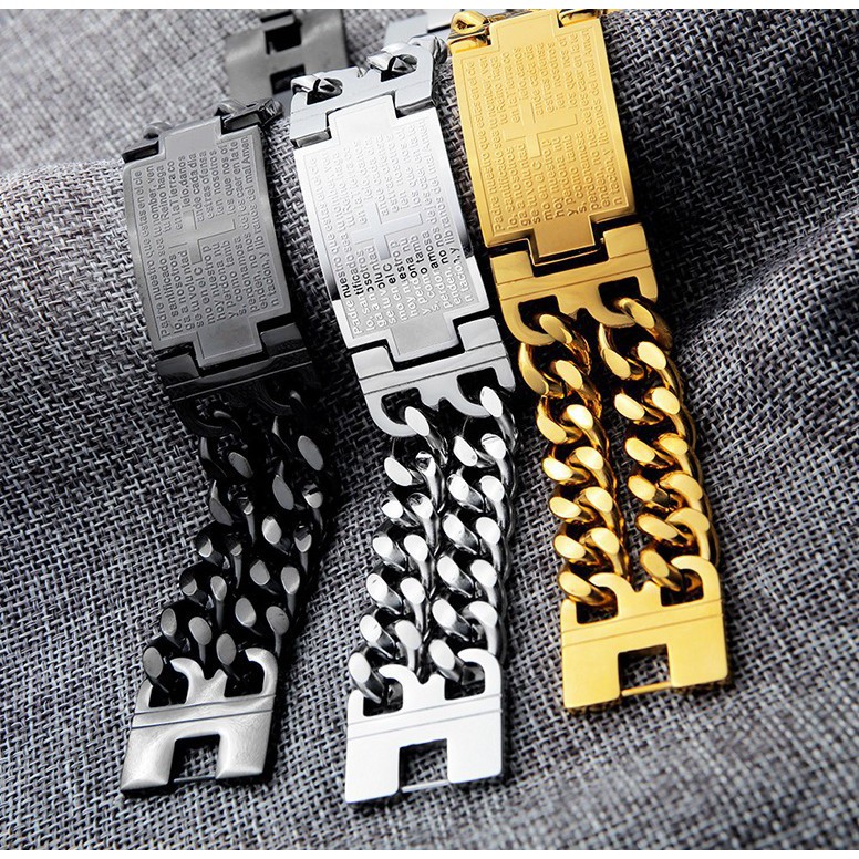 Lắc Tay Nam Dây Xích Bản To Titan Không Đen TT 1936